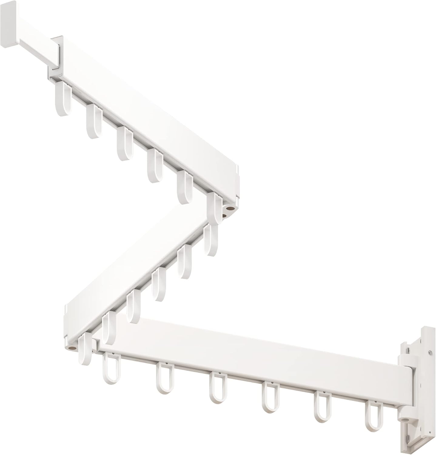 LIENAHU Wall Mounted Clothes Drying Rack, Collapsible, Folding, Retractable - Clothes Hanging Rack (Hooks, White)
