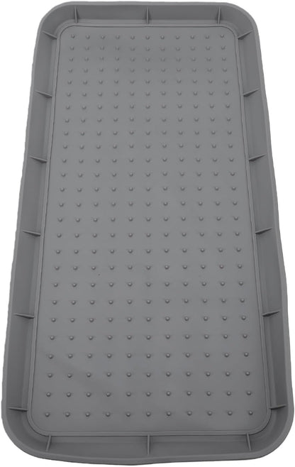 Bewinner Non Slip Silicone Shoe Tray with Raised Lip Heavy Duty Boot Mat Organizer for Entryway, 30x15 Inch Indoor Outdoor Use - Boot Tray for Front Door, Mudroom, Drying Shoes & Pet (Grey)