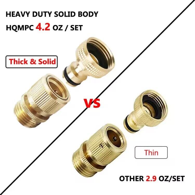HQMPC Garden Hose Quick Connect Solid Brass Quick Connector Garden Hose Fitting Water Hose Connectors 3/4 inch GHT