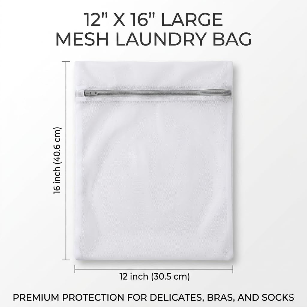 12x16 Small Mesh Laundry Bags for Delicates, 4-Pack – for Lingerie, Bras, Socks & Swimwear – 120GSM Honeycomb Mesh Protects Delicates in Washer & Dryer