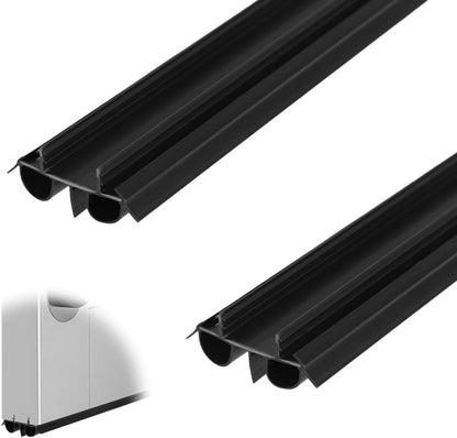 2 Pcs 36 Inch 90CM Exterior Door Sweep with Vinyl Fins, Under Door Weather Stripping Seal for Exterior Doors with Kerf Track, Replacement Bottom Door Seal Strip, Draft Stopper & Rodent Proof
