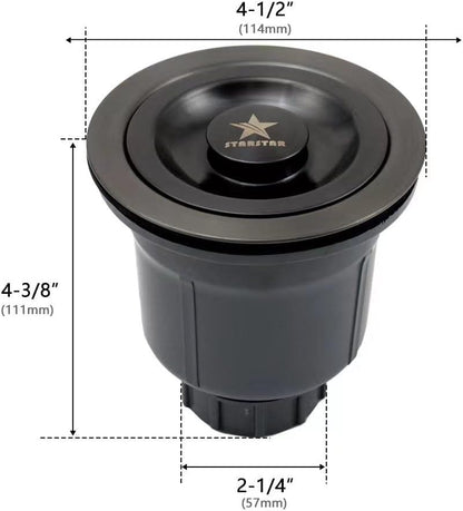 STARSTAR 3-1/2in Stainless Steel Sink Drain Kit with Removable Deep Basket and Sealing Lid