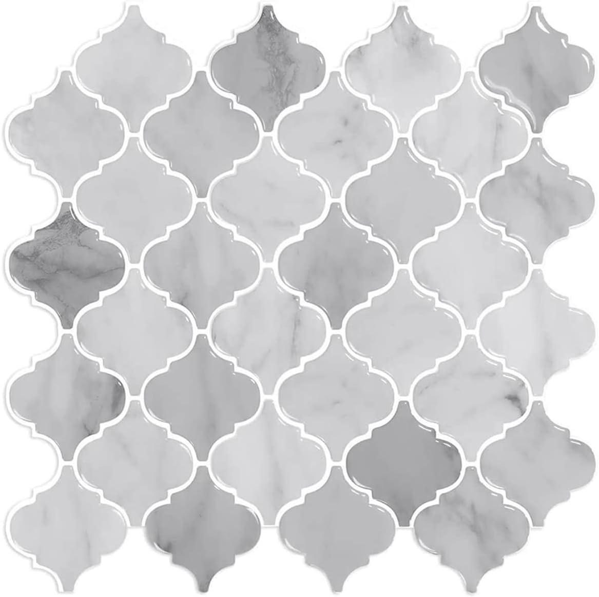 Arabesque Peel and Stick Backsplash for Kitchen, Thicker Design 3D Self Adhesive Wall Tiles, 12"x12" Peel and Stick Wall Tiles, Dark Grey 10-Sheet Stick on Tiles for Kitchen and Bathroom.