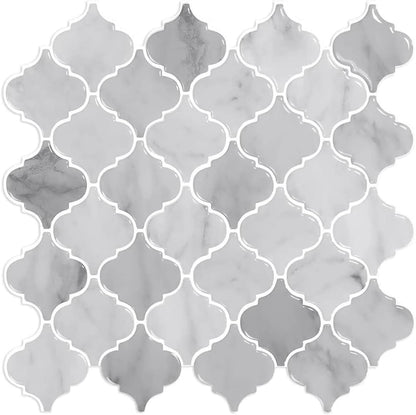 Arabesque Peel and Stick Backsplash for Kitchen, Thicker Design 3D Self Adhesive Wall Tiles, 12"x12" Peel and Stick Wall Tiles, Dark Grey 10-Sheet Stick on Tiles for Kitchen and Bathroom.