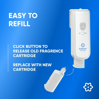 Loo Loo Touch Free Toilet Freshener Refills, Natural Essential Oils – Toilet Smell Eliminator, Bathroom Deodorizer, Air Freshener Spray for Bathroom, Clean Cotton Fragrance, 2.0 Fl Oz