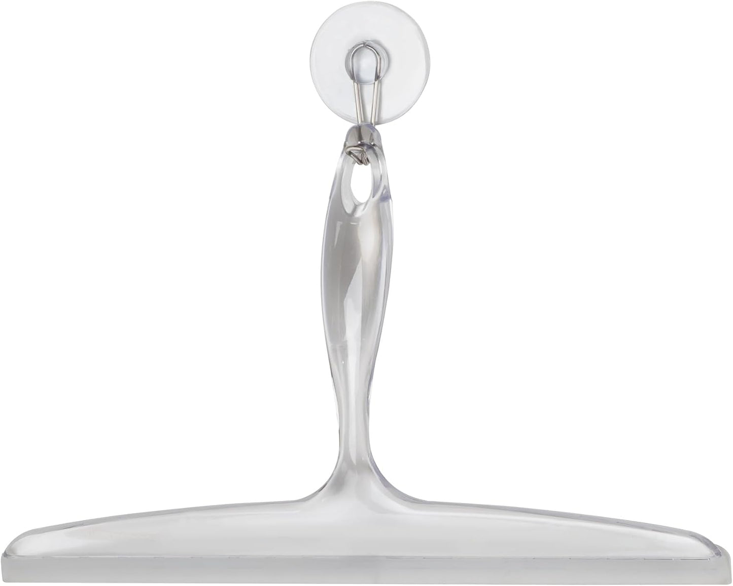 iDesign Plastic Bath Squeegee for Glass with Suction Hook Holder – 12", Clear