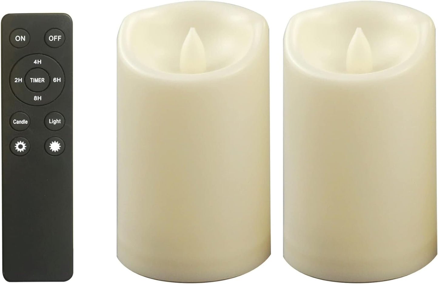 CANDLE CHOICE Waterproof Outdoor Battery Operated Flameless Candles with Remote Timer Plastic Flickering Fake Electric LED Pillars for Lantern Garden Wedding Christmas Decorations 3x4 Inches 3 PCS