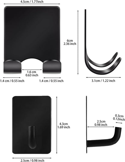2 Razor Holder for Shower and 3 Adhesive Hooks with Removable Strips，Towel Hooks for Hanging，Wall Hooks for bathrooms，Removable Damage-Free Metal Shaver Holder，for Stockings，Decor，Robe