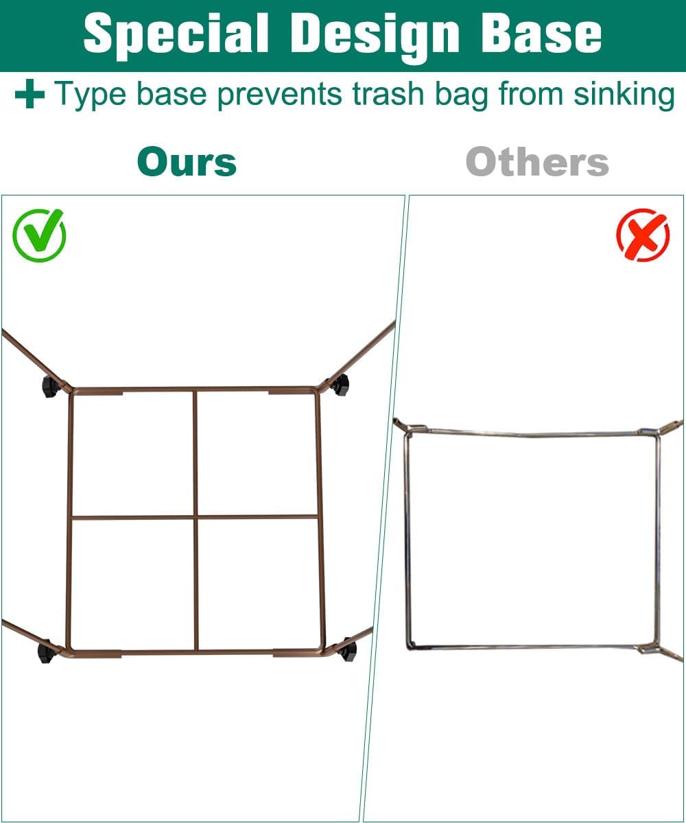 Outdoor Trash Bag Holder Stand - Heavy Duty Metal Garden Garbage Bag Support Frame for 30-45 Gallon Capacity, Multi-Use Portable Yard Leaf Bag Stand for Leaves, Weeding, Lawn Party, Green