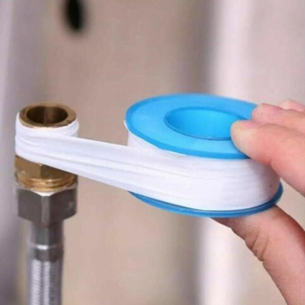 PTFE Thread Seal Tape, High-Density Plumber Tape for Leaky Pipes, Sealing Strip for Water Gas Lines, 5 Rolls(Blue 15 Meters)