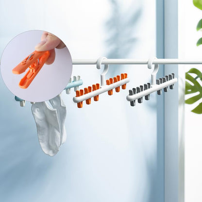 Foshine Clothes Hanger 2 Pack with 8 Clips,Clothes Drying Racks for Drying | Windproof For Drying Socks Bras Underwears Baby Clothes, Hats Scarfs Towels Pants and Gloves Diaper