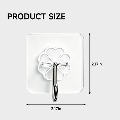 16 Pack Crystal Clear Adhesive Hooks for Hanging, Heavy Duty 22lb | Sticky Hooks, Invisible Clear Wall Hooks No Drill No Damage, Waterproof Shower Hooks for Bathroom Kitchen Towel Keys