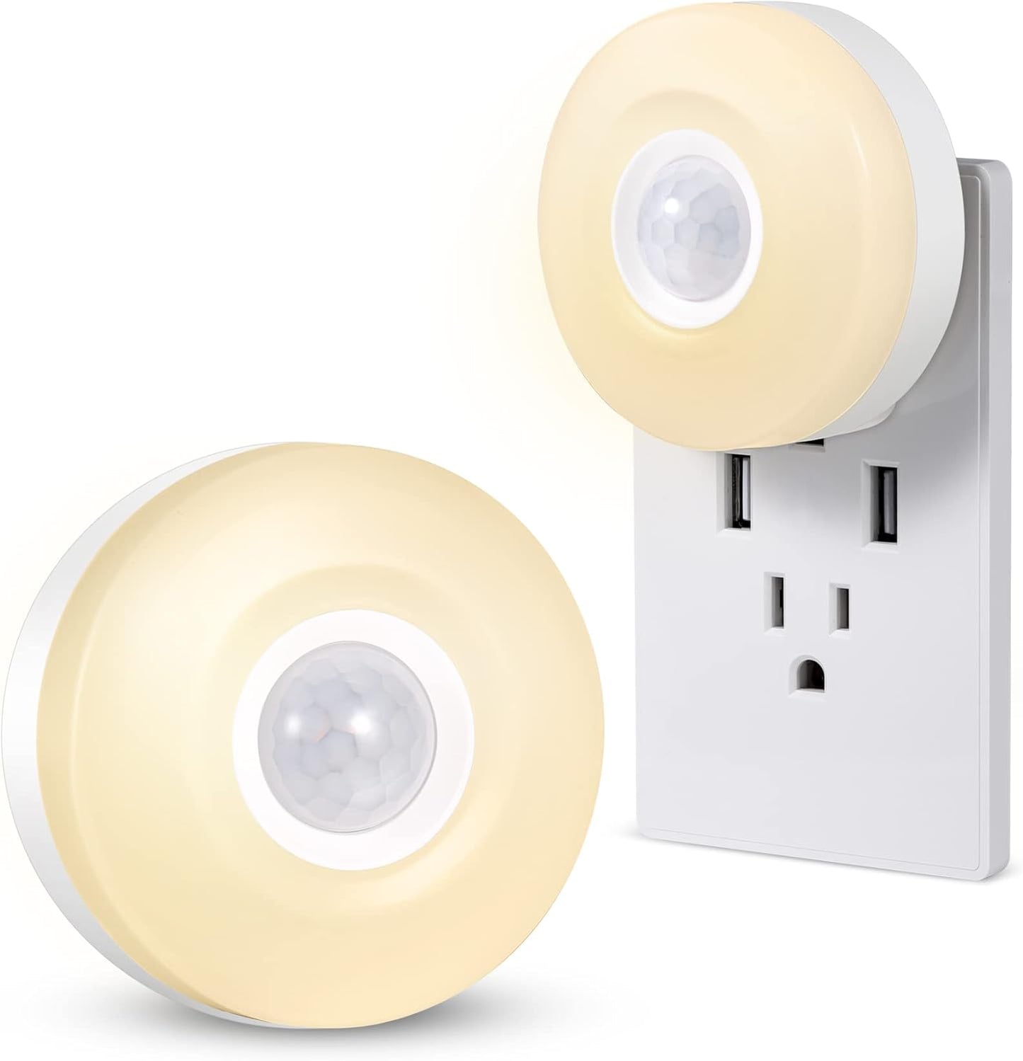 CREWEEL Night Light Plug in, Motion Sensor Night Lights Plug in Wall. 200LM Ultra Bright Soft Warm White nightlights, Smart Movement Sensor, Energy Efficient(Warm White 2Pack)