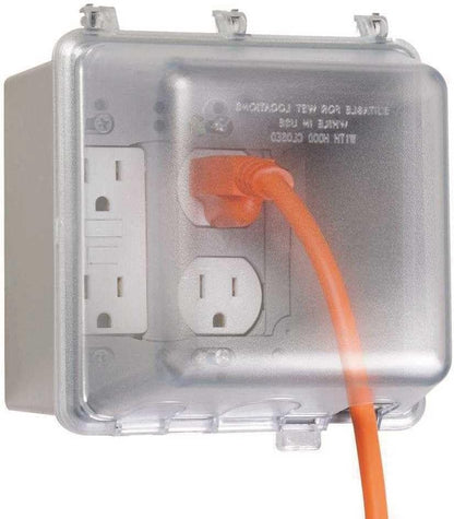 TayMac MM2410G Gray Polycarbonate 2-Gang Weatherproof In-Use Electrical Outlet Cover for Home Improvement, 2.75-in. Deep Outdoor Outlet Cover for Electrical Box, UFAST 55-in-1, Rated NEMA 3R