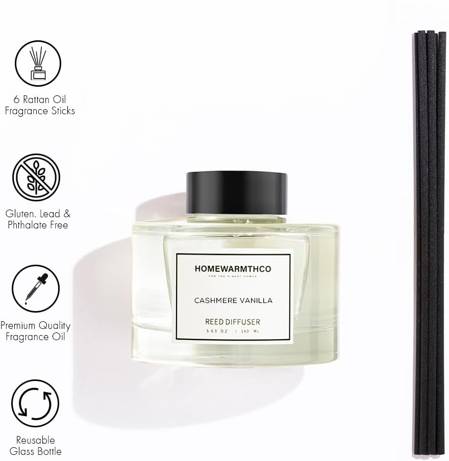 Clean Linen Reed Diffuser Set - Luxury Fragrance Reed Diffusers for Home. Office, Bathroom, Kitchen and Home Decor - Long-Lasting Scent with Non-Toxic Oils (5.63 oz, 160ml)