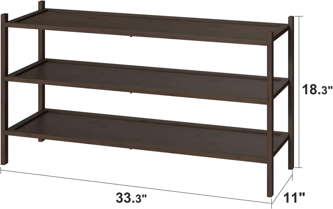 kiplant Small Shoe Rack, 4-Tier Bamboo Wood Shoe Rack for Entryway, Stackable Shoe Organizer for Hallway Closet, Free Standing Shoe Racks for Indoor & Outdoor