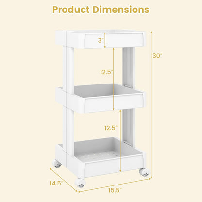 GOFLAME 4-Tier Rolling Utility Cart, Multifunctional Slim Storage Trolley with Detachable Trays and Wheels, Mobile Shelving Unit Organizer for Kitchen, Living Room and Bathroom (20” × 5” × 40”)