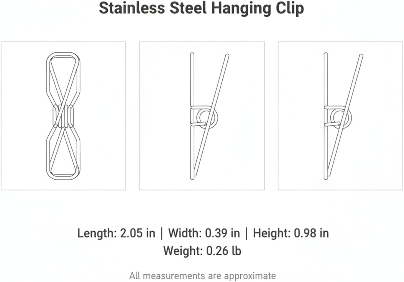 Stainless Steel Hanging Clips for Wet Laundry - Space Saving Hook & Clip Hanger for Bathroom Shower Rods, Towel Bars & Closet Organization