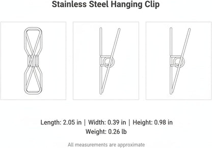 Stainless Steel Hanging Clips for Wet Laundry - Space Saving Hook & Clip Hanger for Bathroom Shower Rods, Towel Bars & Closet Organization