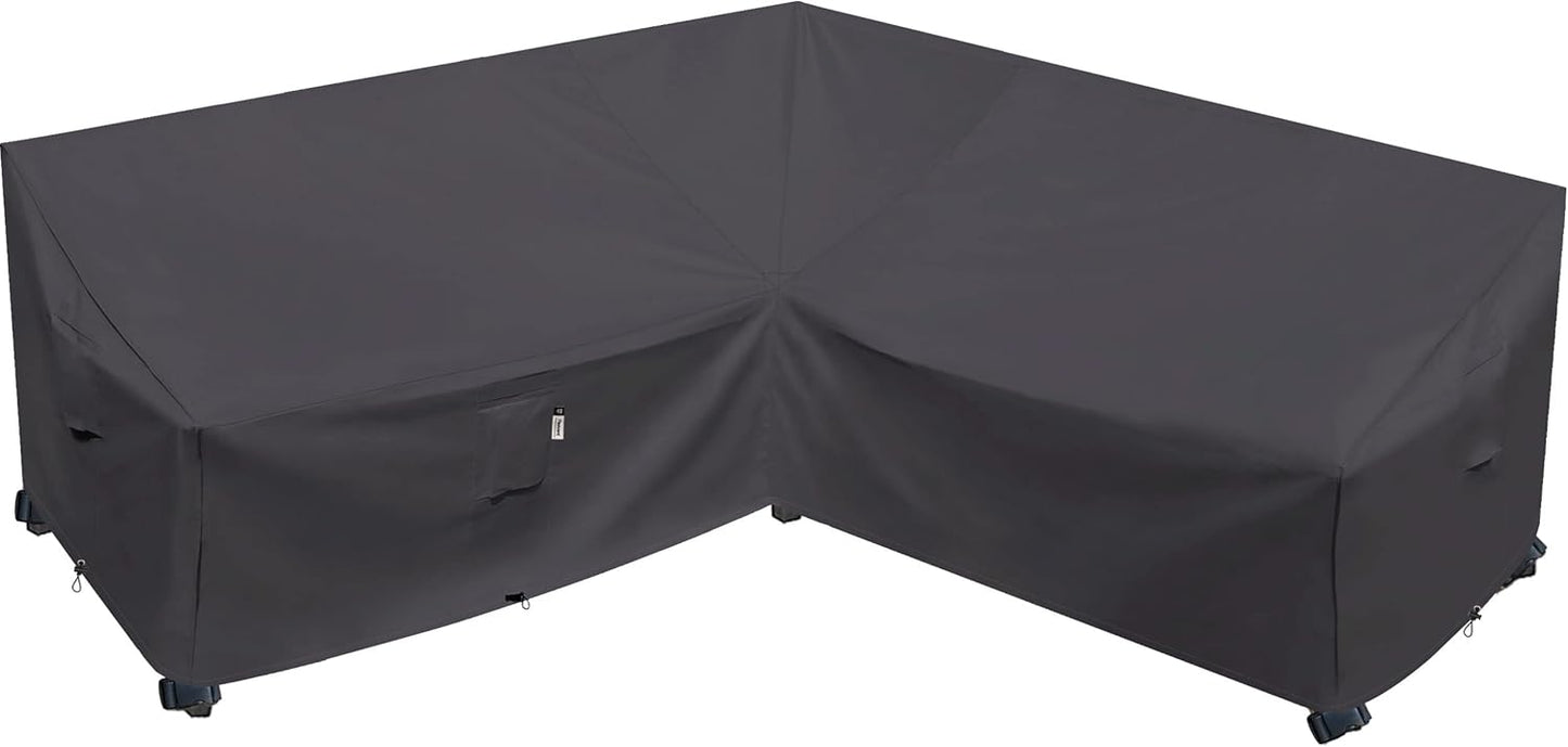 Patio Deck Box Cover, 63x30 Inch Fire Pit Covers with Straps and Handles, Waterproof Heavy Duty Outdoor Furniture Winter Cover for Keter, Suncast, Lifetime Container