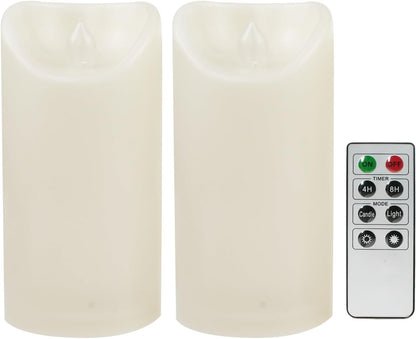 CANDLE CHOICE Waterproof Outdoor Battery Operated Flameless Candles with Remote Timer Plastic Flickering Fake Electric LED Pillars for Lantern Garden Wedding Christmas Decorations 3x4 Inches 3 PCS