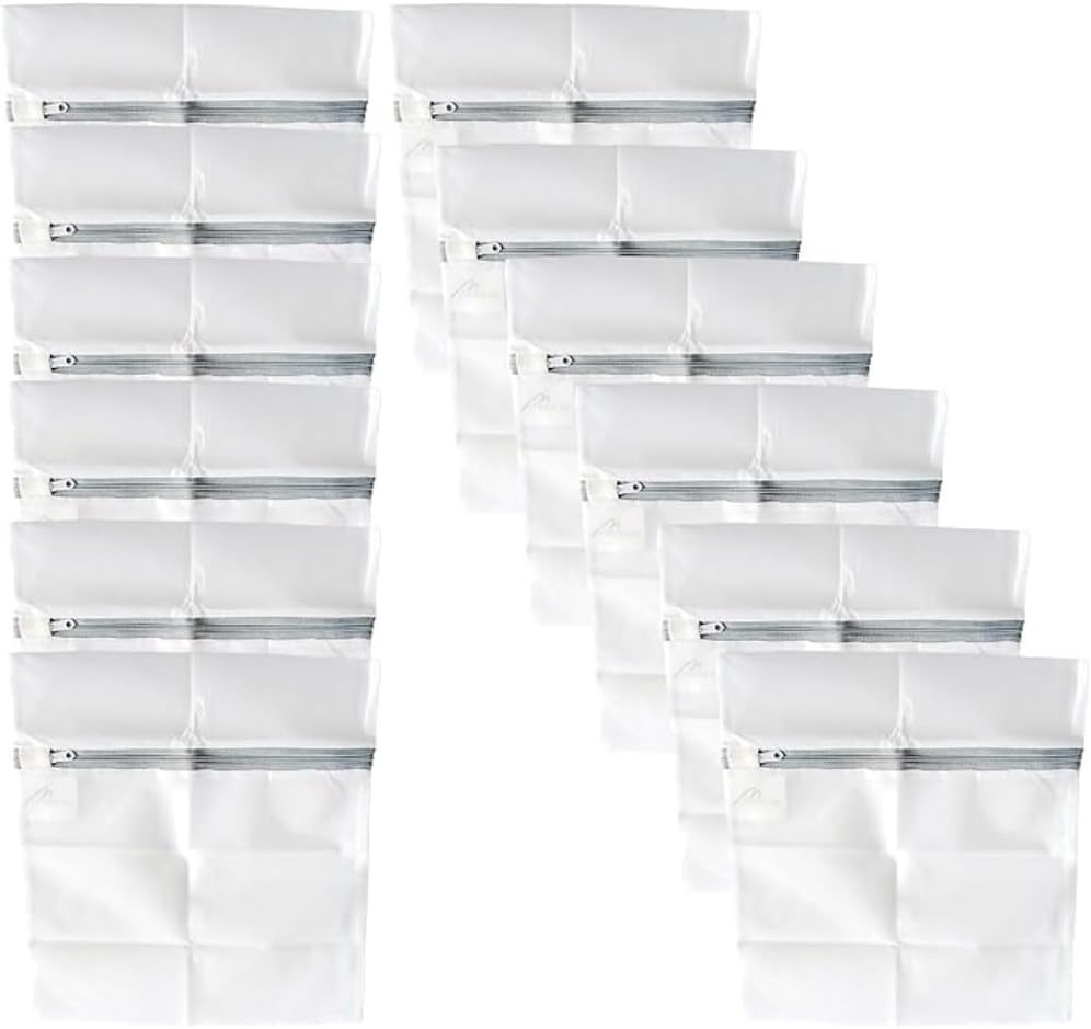 MABUA 12 Pcs Mesh Laundry Bags 12inches by 12inches with Zipper for Delicates, Mesh Washer, Travel Storage Organize Bags for Lingerie, Bra and Underwear Delicate Laundry Bag with Net Fabric