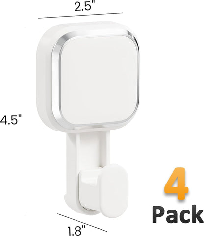 LEVERLOC Razor Holder for Shower 2 Pack, Powerful Suction Cup Shower Hooks for Towel, Loofah, Razor, Squeegee, Damage-Free Wall Hooks, Shaver Holder for Bathroom, Easy to Install and Reuse, White