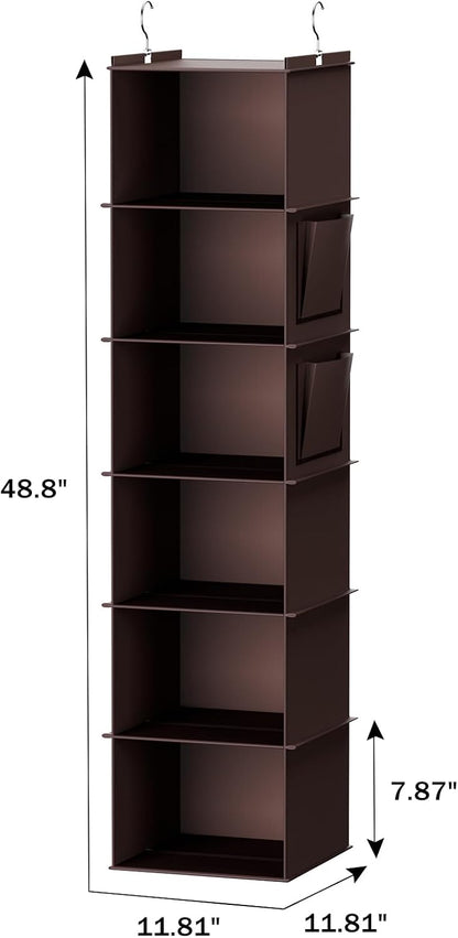YOUDENOVA Hanging Closet Organizer, 6-Shelf Closet Hanging Storage Shelves, 2 Packs, Grey