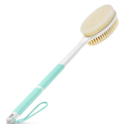 Backski Back Scrubber Anti Slip for Shower, Shower Brush Long Handle with Stiff and Soft Bristles, Body Exfoliator for Bath or Dry Brush(Blue)