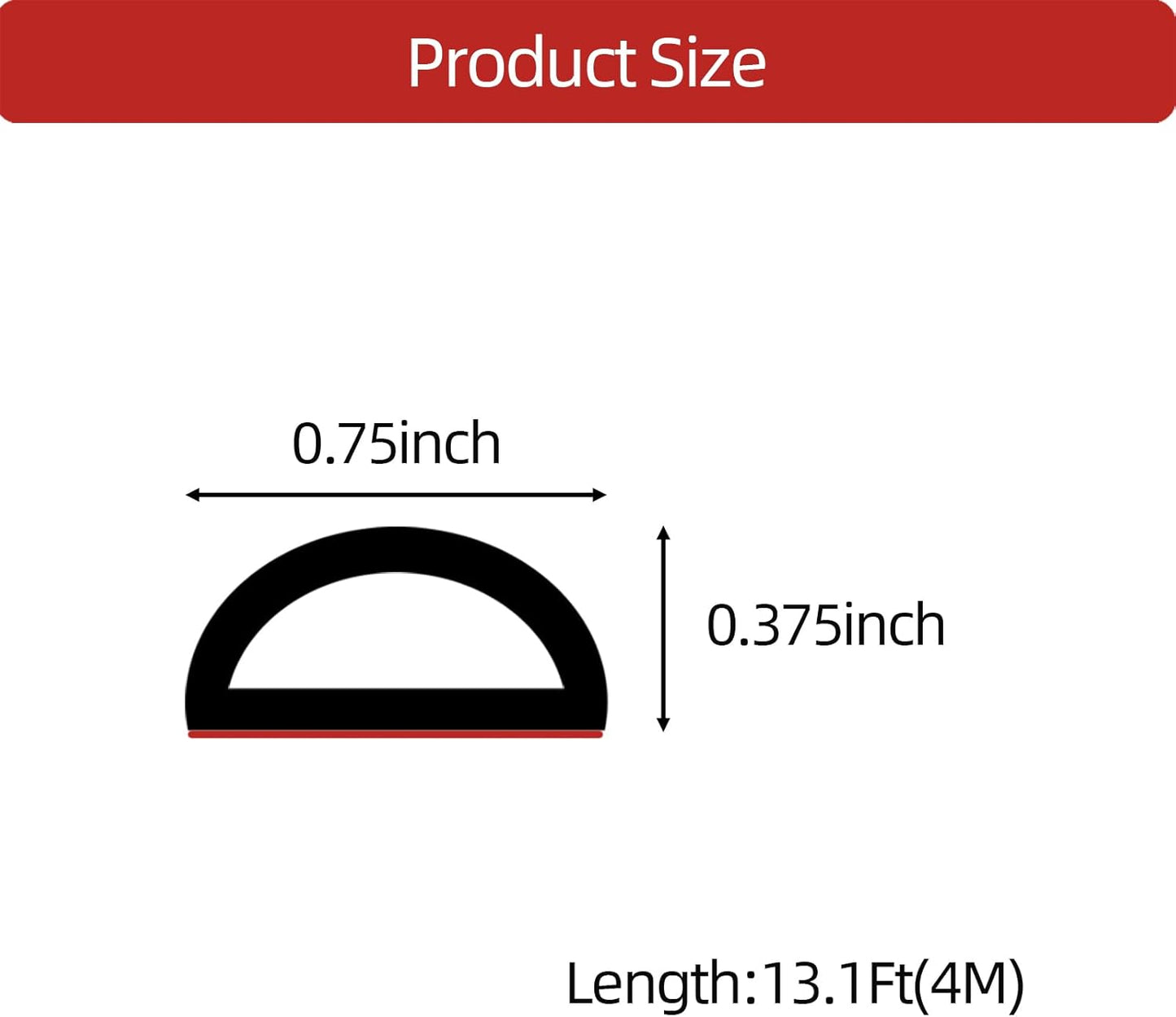 White Foam Rubber Seal Strip, Self-Adhesive D Shape EPDM Rubber Weather Stripping for RV, Boat, Auto, Truck, Marine, Garage Doors/Window and More, W:3/4"; H:3/8",L:13Ft