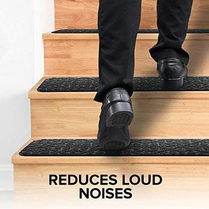 Carpet Stair Treads Set of 13 Non Slip/Skid Rubber Runner Mats or Rug Tread – Indoor Outdoor Pet Dog Stair Treads Pads – Non-Slip Stairway Carpet Rugs (Gray) 8" x 30"