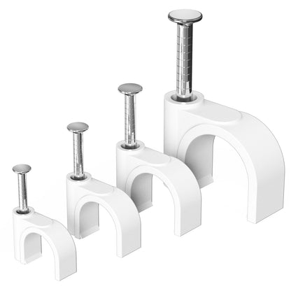 Jadaol Cable Clips 100Pcs 8mm Nail in Clips for Round Ethernet Cables Wall Clips Cable Tacks Electrical Wire TV Cable Speaker Wire Coax Clips Cable Nails for Cords Cat5/Cat5e/Cat6/Cat7 RJ45 Cord Clips