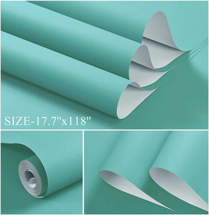 Dimoon 118''x17.7'' Green Peel and Stick Wallpaper Contact Paper Modern Self Adhesive Wall Paper Removable Renter Friendly Textured Solid Color Shelf Cabinet Vinyl Roll (118''x17.7'',Dark Green) - Colors B
