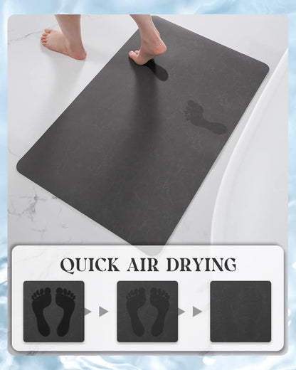 MontVoo -Bath Mat-Rubber Backing Non SlipThin Bathroom Rugs Fit Under Door- Quick Dry Absorbent Faux Suede Surface Grey Bathroom Floor Mats-Shower Rug for in Front of Bathtub Shower Gray 16x24