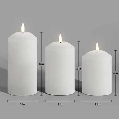 Eywamage White Flameless Pillar Candles with Remote, Flickering LED Candles Battery Powered Real Wax Set of 3