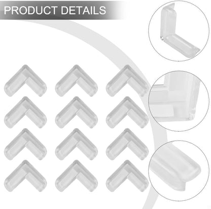 Clear Rubber Furniture Corner Guards for Baby Proofing, PVC Safety for Edge Protectors for Table and Furniture Edges, Transparent Childproof Corner Covers 12 Pack