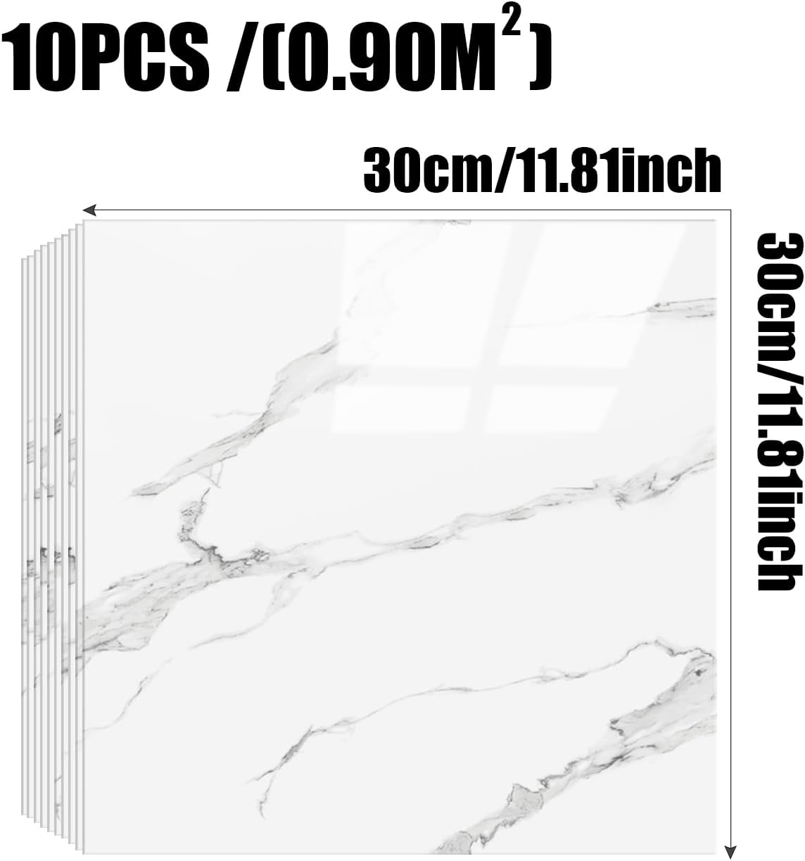 Chejiaye Shower Wall Panels Peel and Stick,Marble Wall Panels for Interior Decor,Backsplash Tile for Kitchen Showers Bathrooms Living Rooms 11.8"x11.8"in 10Pcs, Grey (Not Real Tile,9.7 Sq.ft)