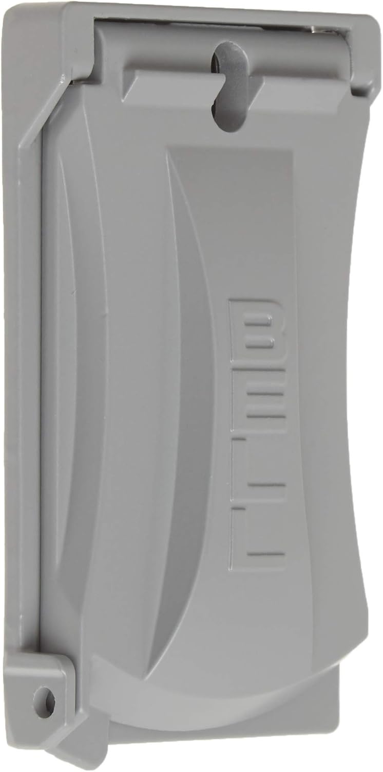 Hubbell Bell MX1050S Single-Gang Weatherproof Heavy Duty Universal Flip Cover, 2.87"W x 4.84"H, Gray Finish