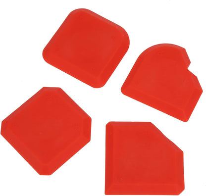 4 PCS Caulking Tool Kit, Silicone Tool, Caulk Smoothing Tool, for Kitchen Bathroom Floor Window Sealant Sealing Sink Joint, Red