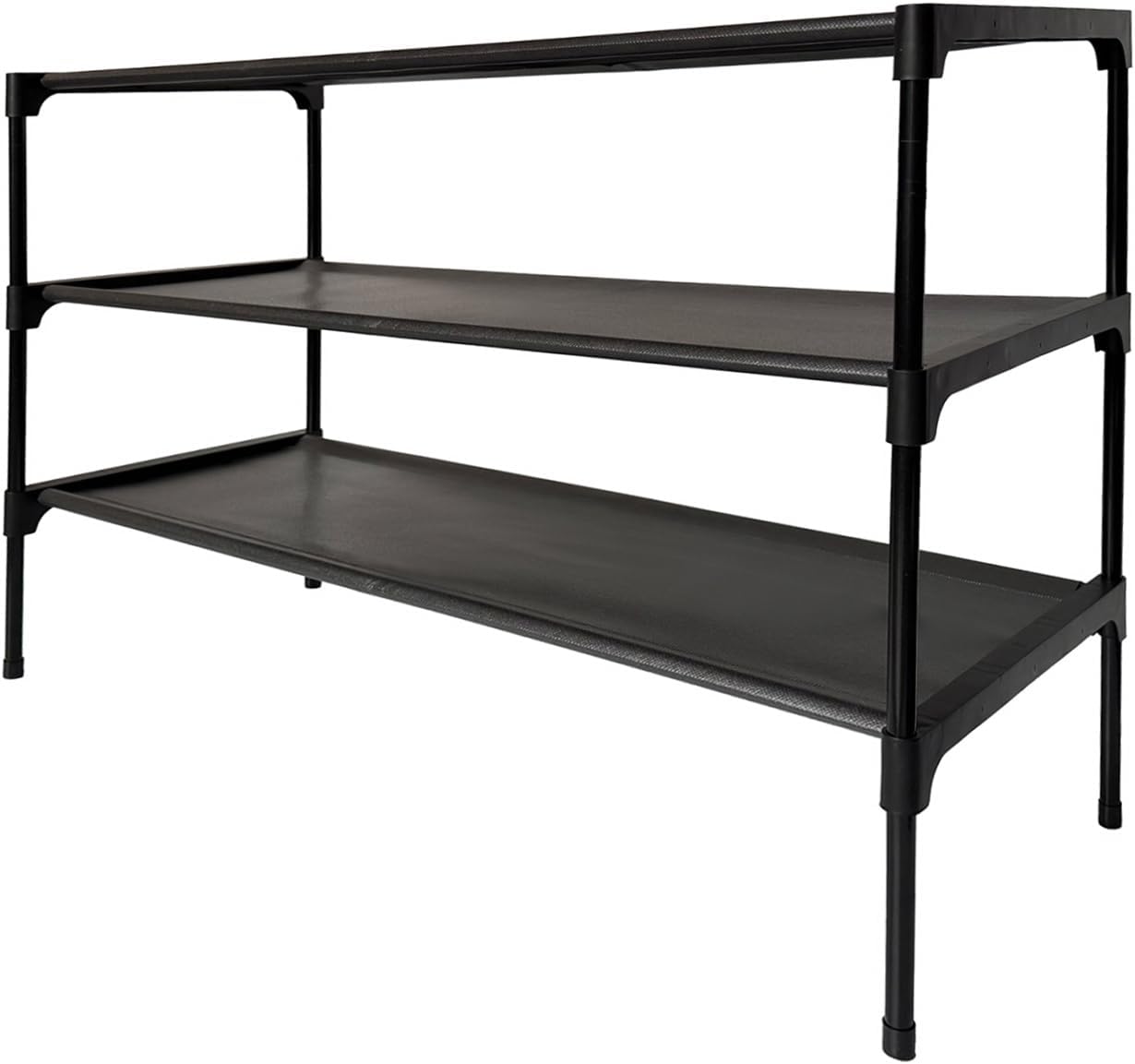 Shoe Rack - 3 Tier Non-Woven Shoe Rack Shelf, Shoe Organizer for Apartments, Dormitories, Closets, Entryways, Garages and Corridors, Stackable Shoe Shelves, Black