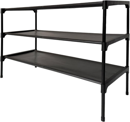 Shoe Rack - 3 Tier Non-Woven Shoe Rack Shelf, Shoe Organizer for Apartments, Dormitories, Closets, Entryways, Garages and Corridors, Stackable Shoe Shelves, Black