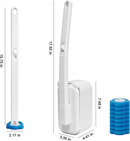 Disposable Toilet Brush with 48 Refills,Toilet Cleaning Supplies,Toilet Wand Brush Starter Kit,Wall Mounted Toilet Bowl Cleaner Brush with Holder for Bathroom Deep Cleaning & Hygiene (White)
