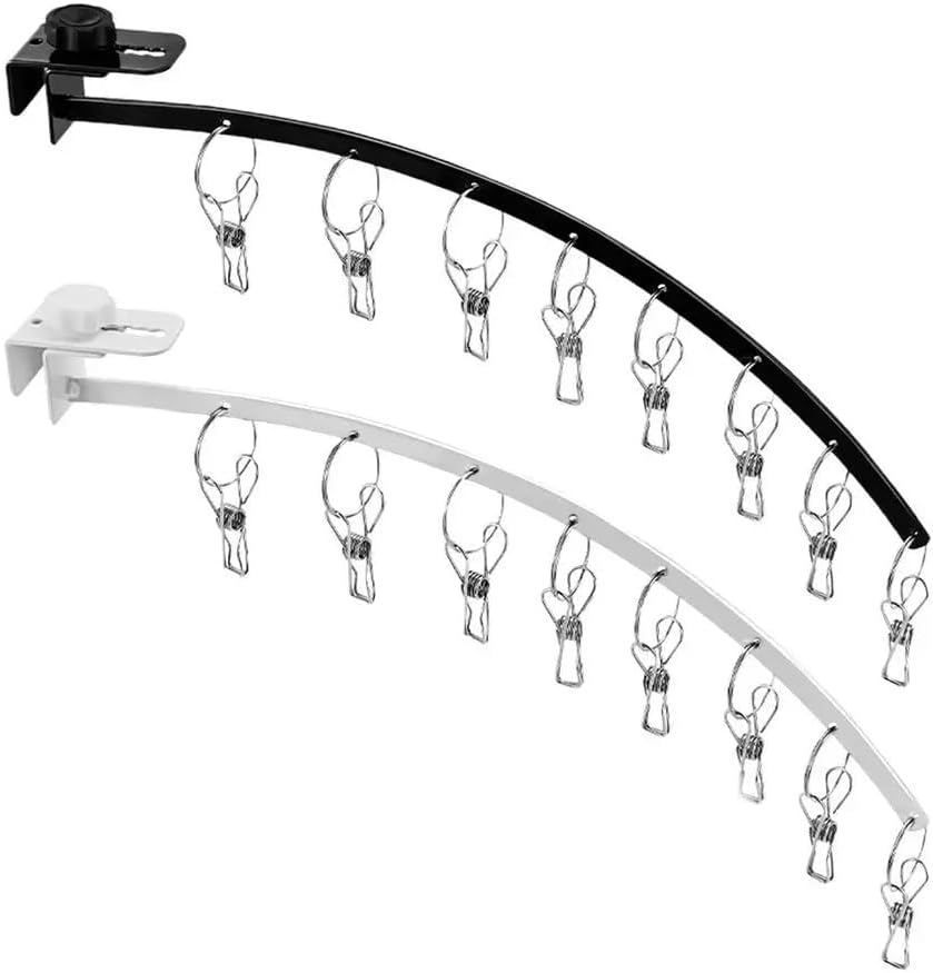 ARFUKA Clothes Hangers with Clips Stainless Steel Balcony Drying Rack Organizer Rack for Drying Socks Bras UnderwearsClothes Hats Scarfs Towels Pants and Gloves Pack of 2