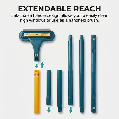 Window Screen Cleaning Brush, 2026 New 2 in 1 Window Screen Cleaner Tool with Squeegee, Mesh Screen Cleaner, Multi-Purpose Cleaning Brush for Patio Door Porch Screens (Blue)