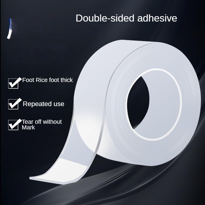 Double Sided Nano Tape Heavy Duty, Clear Removable Nano Tape, for Carpet Mats/Paste Items/Photos Frames/Craft Wall Mounting Multipurpose Adhesive Tape, Long: 9.84 ft (Wide:0.08'',Thickness:0.04'')