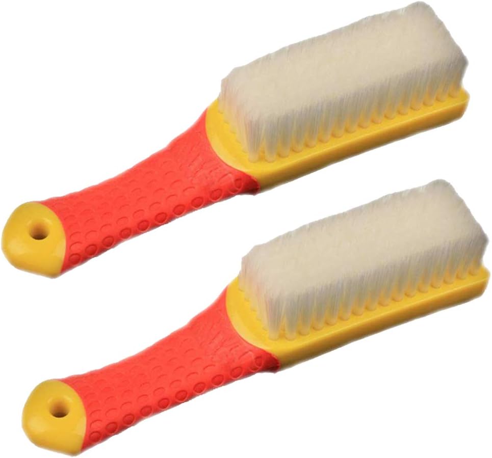 Scrub Brush Comfort Grip & Flexible Stiff Bristles Heavy Duty for Bathroom Shower Sink Carpet Floor, Blue Red
