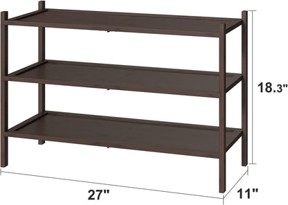 kiplant Small Shoe Rack, 4-Tier Bamboo Wood Shoe Rack for Entryway, Stackable Shoe Organizer for Hallway Closet, Free Standing Shoe Racks for Indoor & Outdoor