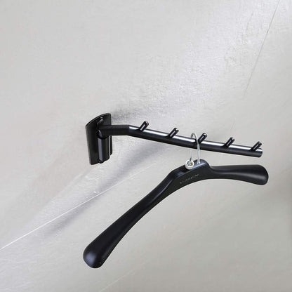 JQK Folding Clothes Hanger Rack, Stainless Steel Swing Arm Hook Holder, Clothing Hanging System Drying Closet Storage Organizer Brushed Finished Wall Mount, SHR100-BN