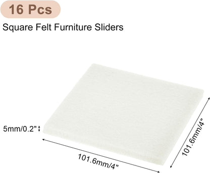 uxcell Furniture Pads, 16Pcs 2.5" - Square Self Adhesive Felt Furniture Pads, Floor Protectors for Furniture Feet Chairs Legs Hardwood Floors (Brown)