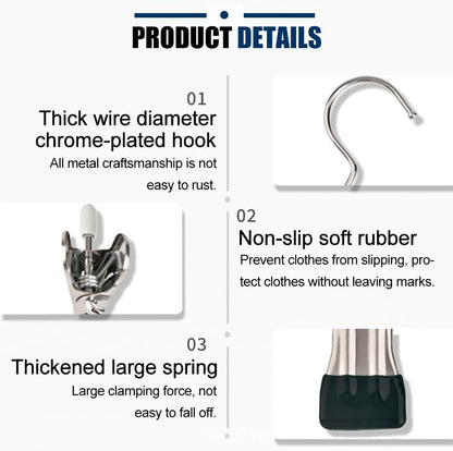 Hangers Clips,Stainless Multi Function Clip Hooks,Laundry Hanging Hooks Clips,Closet Hangers,Boot Clips， Hats Clips,Socks Clips,Pants Clips, Bras Clips(50, Pure White)